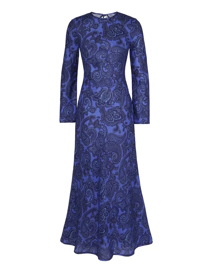 Women Zimmermann Clothing Ottie Bias Backless Dress Blue Paisley