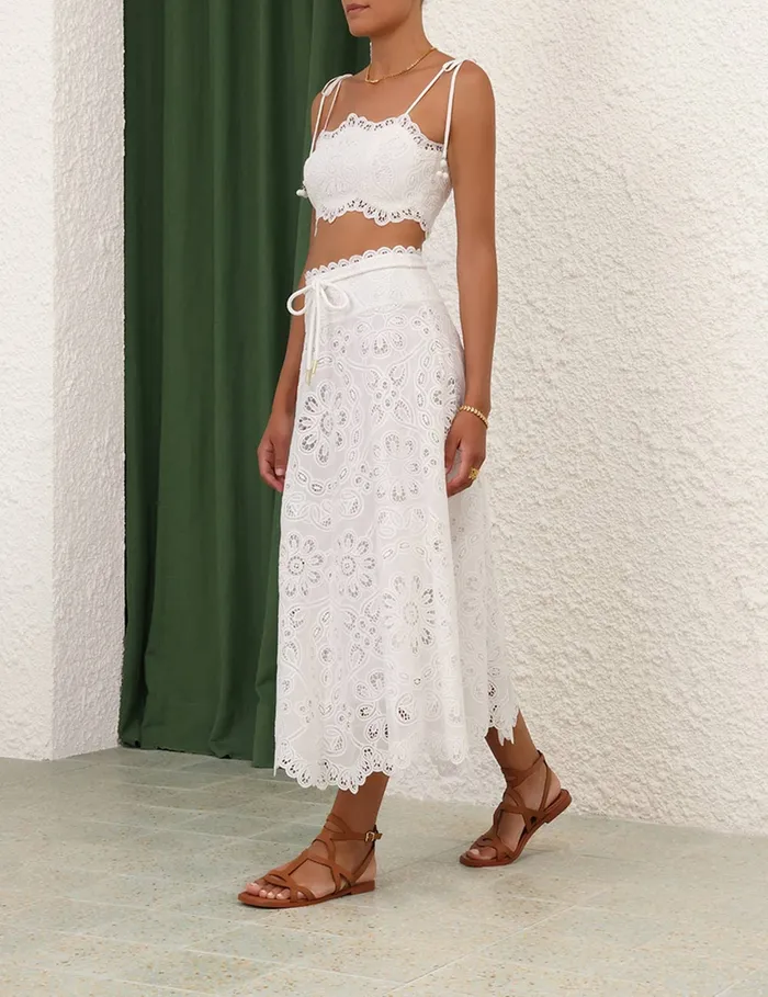 Women Zimmermann Clothing Ottie Embroidered Bodice Ivory