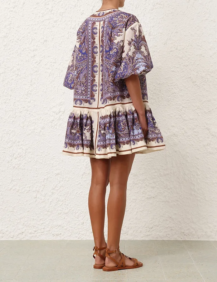 Women Zimmermann Clothing Ottie Eyelet Mini Dress Purple Paisley