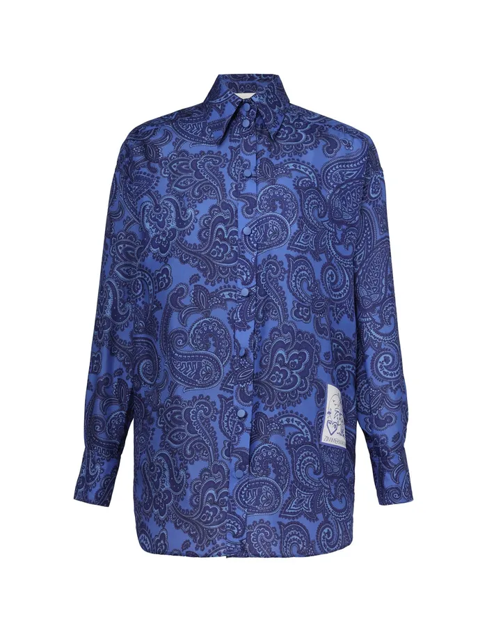 Women Zimmermann Clothing Ottie Relaxed Shirt Blue Paisley