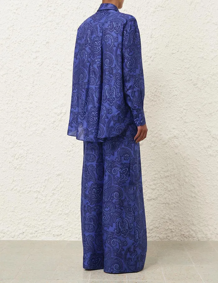 Women Zimmermann Clothing Ottie Relaxed Shirt Blue Paisley