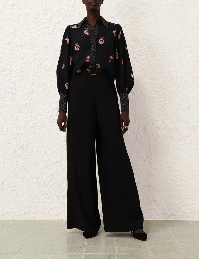 Women Zimmermann Clothing Pussybow Shirt Black Floral