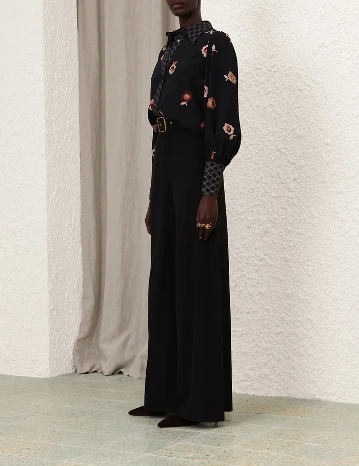 Women Zimmermann Clothing Pussybow Shirt Black Floral