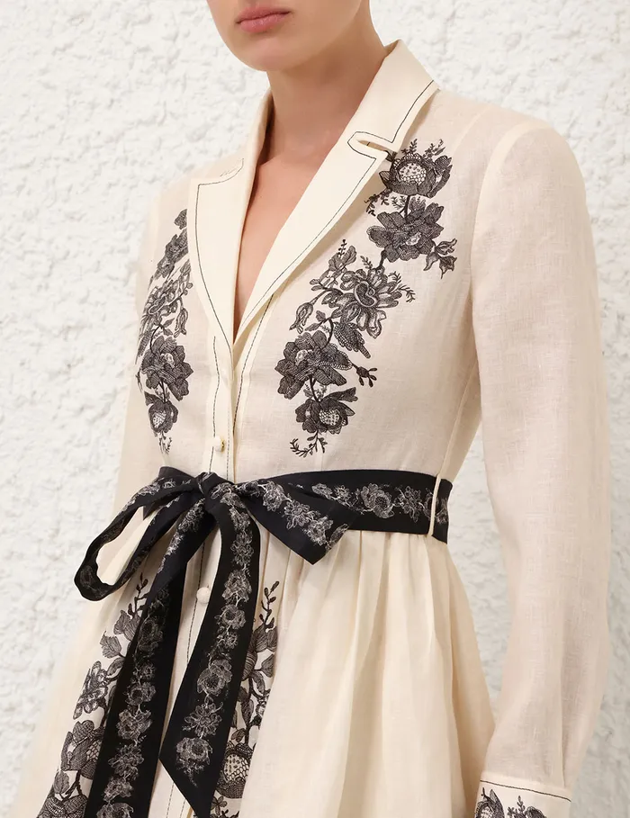 Women Zimmermann Clothing Shirt Mini Dress Cream Floral