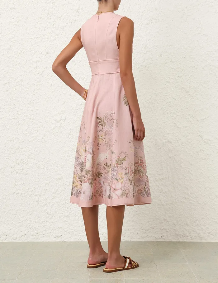 Women Zimmermann Clothing Waverly Plunge Midi Dress Pink Floral