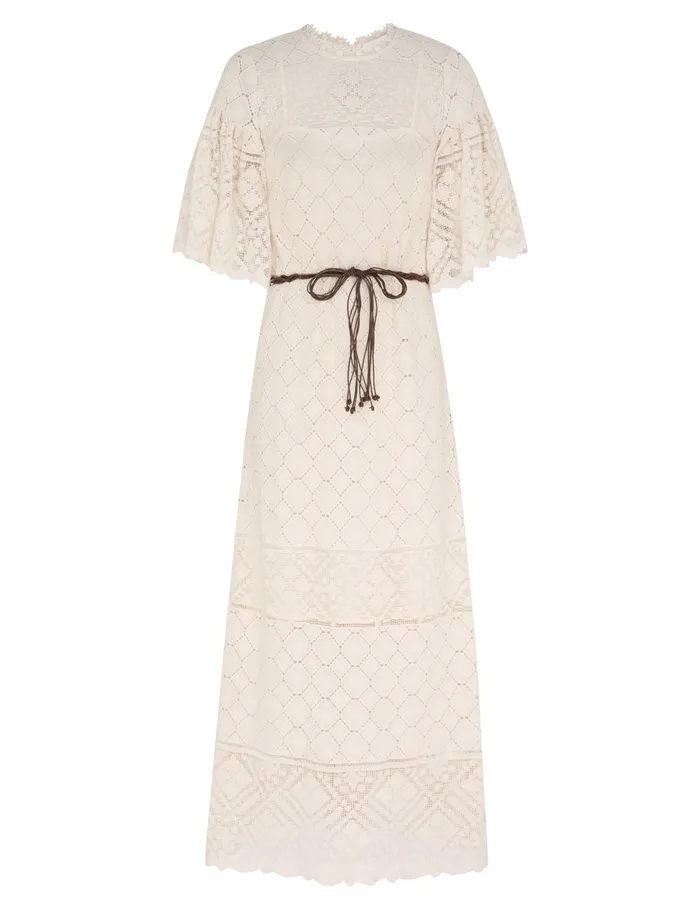 Women Zimmermann Clothing Wylie Crochet Midi Dress Tea