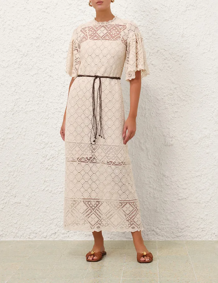 Women Zimmermann Clothing Wylie Crochet Midi Dress Tea