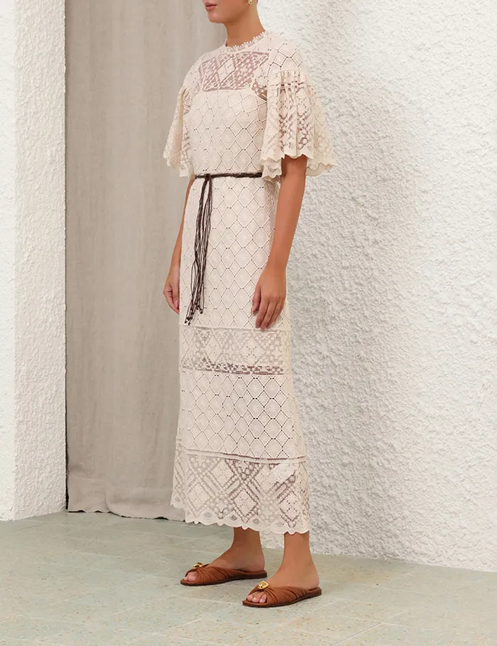 Women Zimmermann Clothing Wylie Crochet Midi Dress Tea