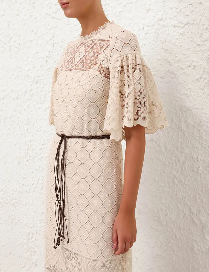 Women Zimmermann Clothing Wylie Crochet Midi Dress Tea