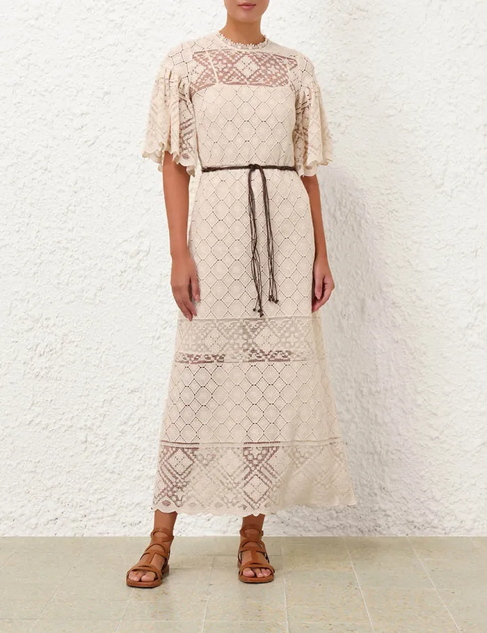 Women Zimmermann Clothing Wylie Crochet Midi Dress Tea