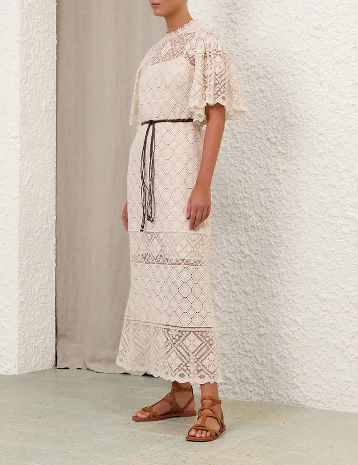 Women Zimmermann Clothing Wylie Crochet Midi Dress Tea