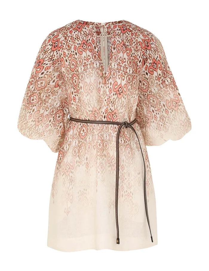 Women Zimmermann Clothing Wylie Mini Dress Peach Ikat