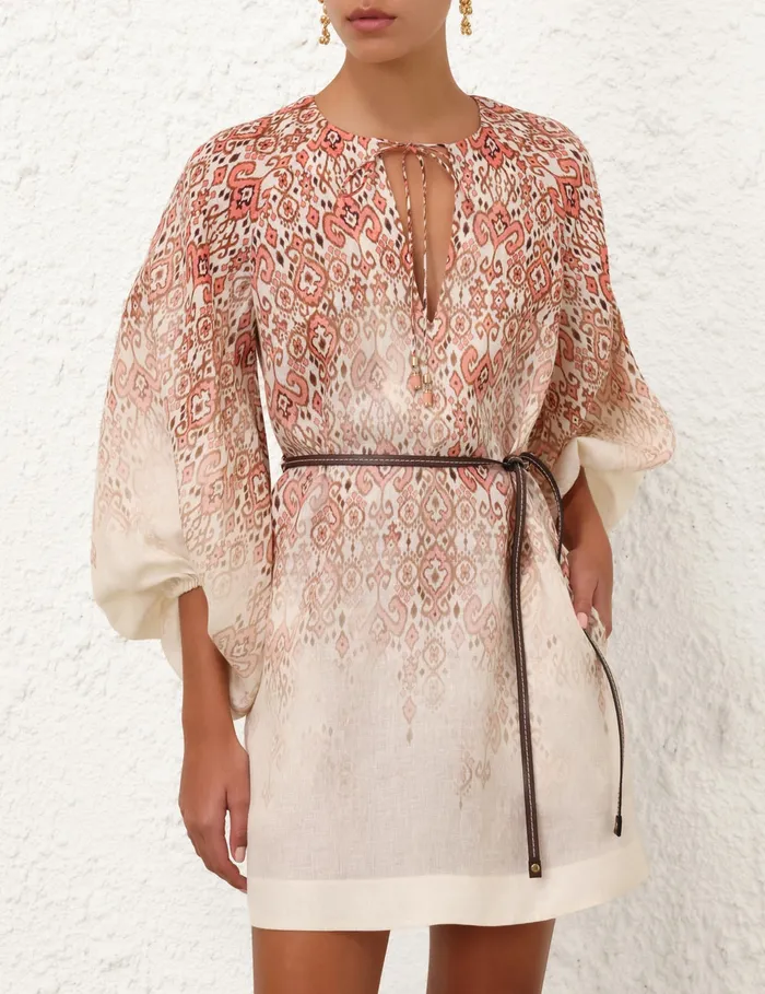 Women Zimmermann Clothing Wylie Mini Dress Peach Ikat