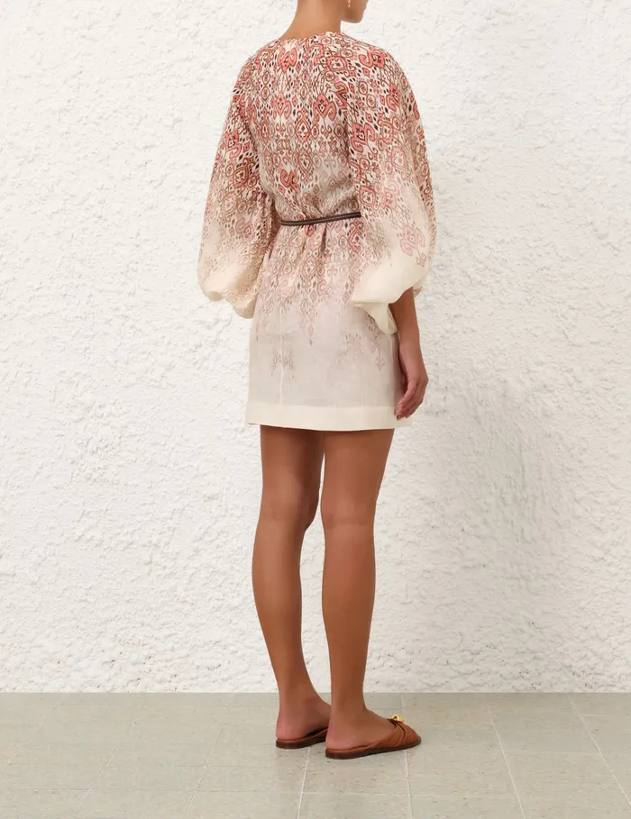 Women Zimmermann Clothing Wylie Mini Dress Peach Ikat