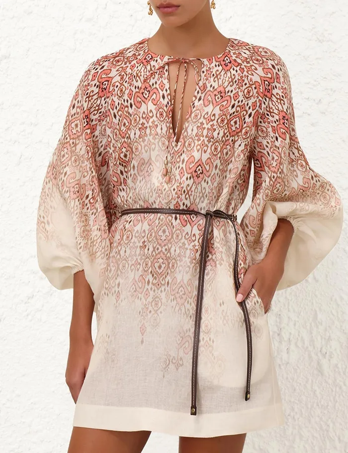 Women Zimmermann Clothing Wylie Mini Dress Peach Ikat