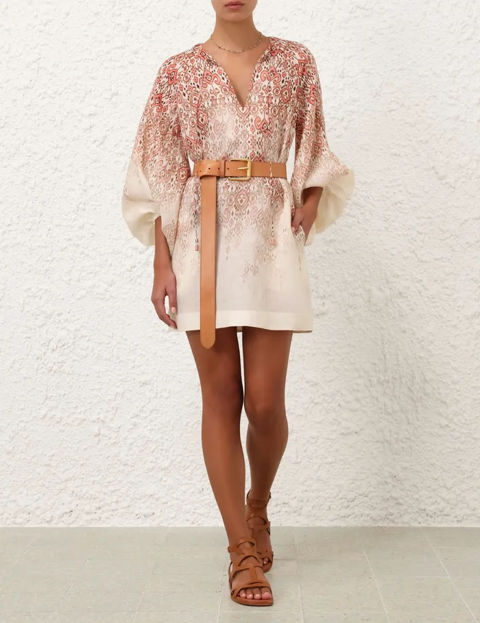 Women Zimmermann Clothing Wylie Mini Dress Peach Ikat