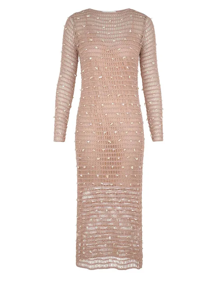 Women Zimmermann Clothing Wylie Shell Crochet Midi Taupe
