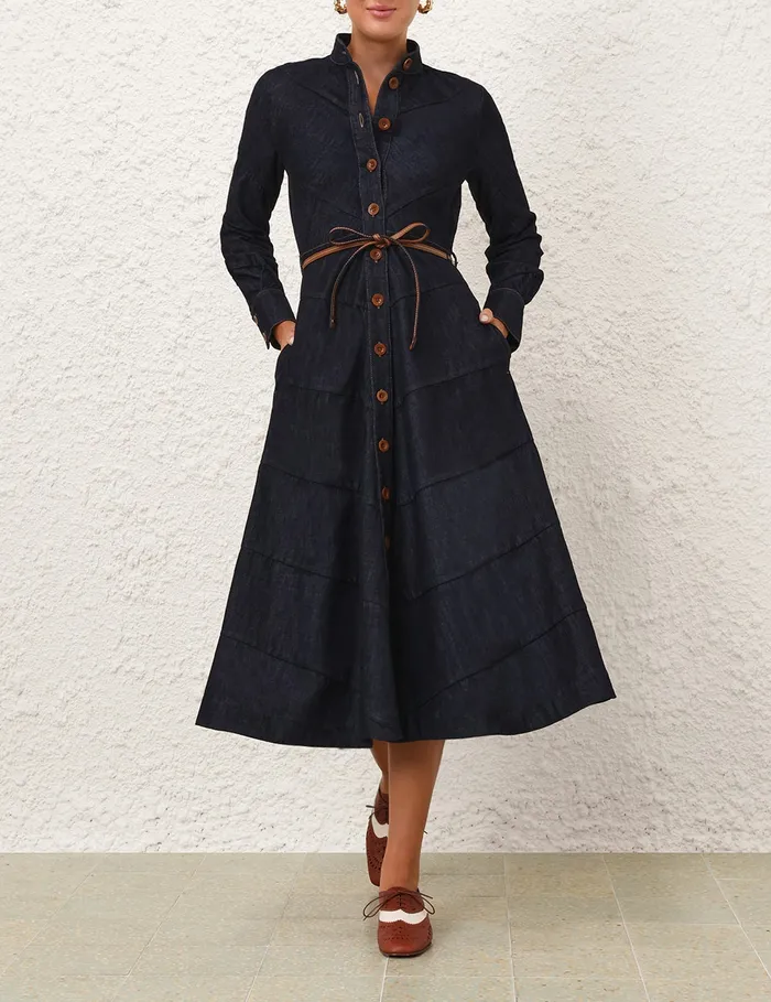 Women Zimmermann Denim Acacia Denim Shirt Dress Midnight