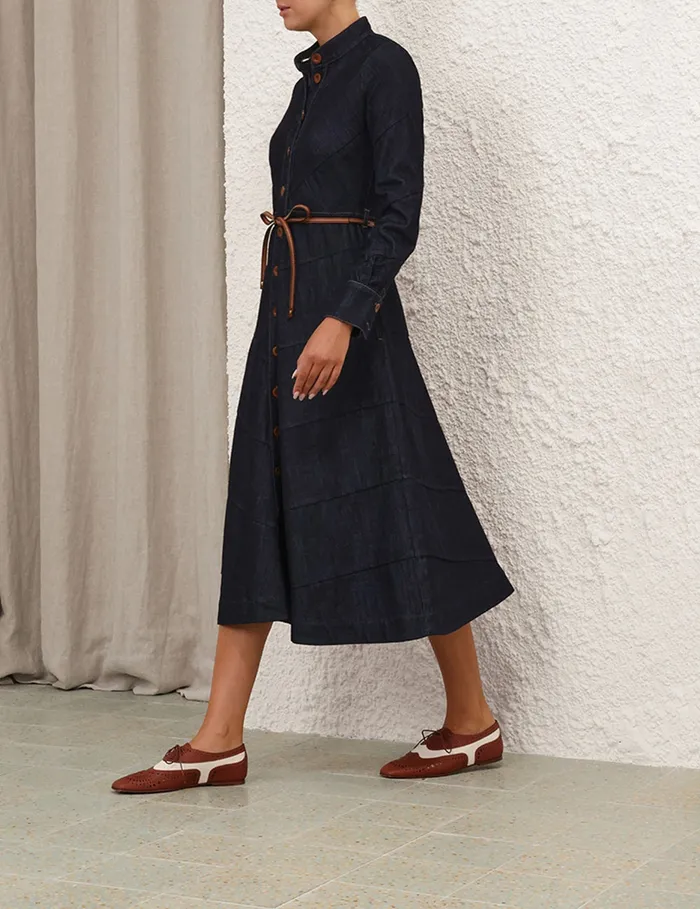 Women Zimmermann Denim Acacia Denim Shirt Dress Midnight