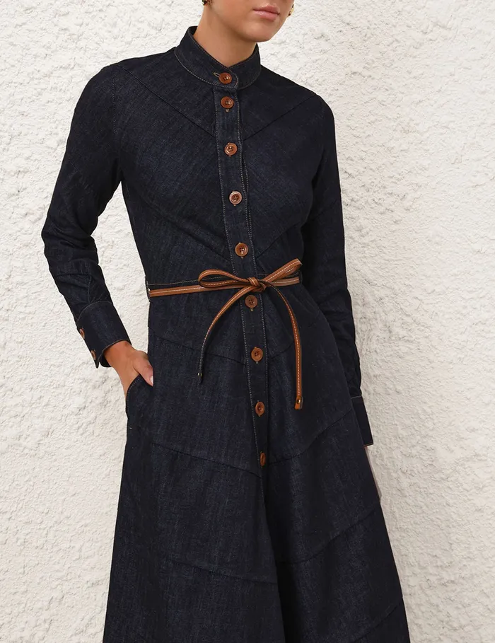 Women Zimmermann Denim Acacia Denim Shirt Dress Midnight