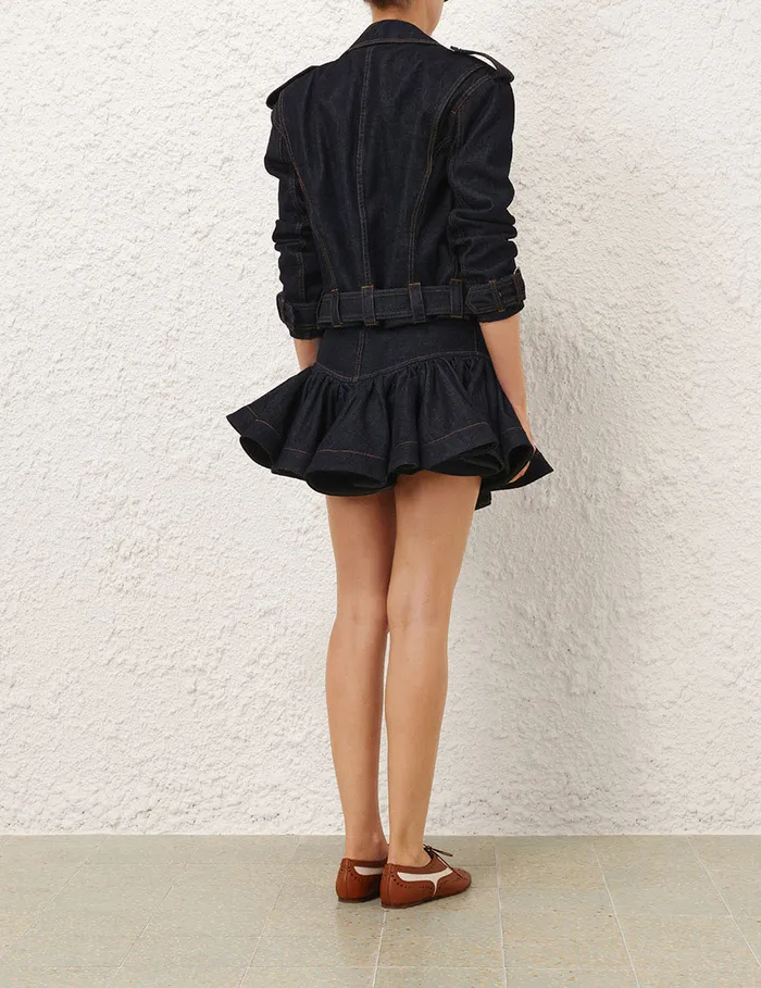 Women Zimmermann Denim Crush Denim Biker Jacket Night Sky