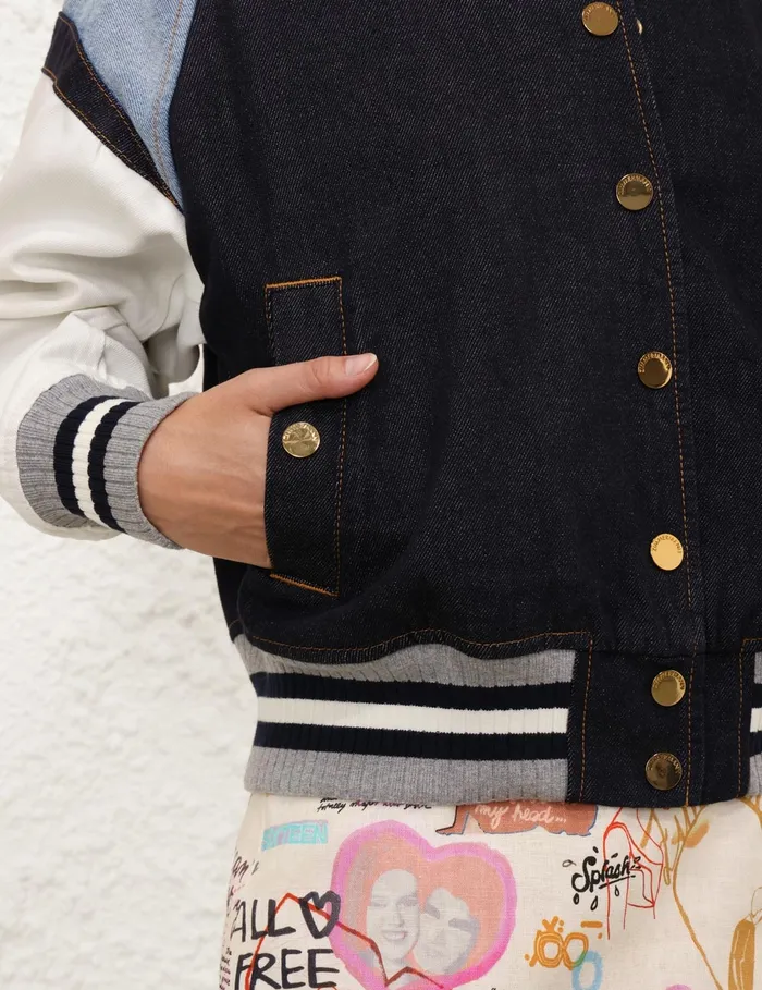 Women Zimmermann Denim Crush Denim Bomber Jacket Night Sky
