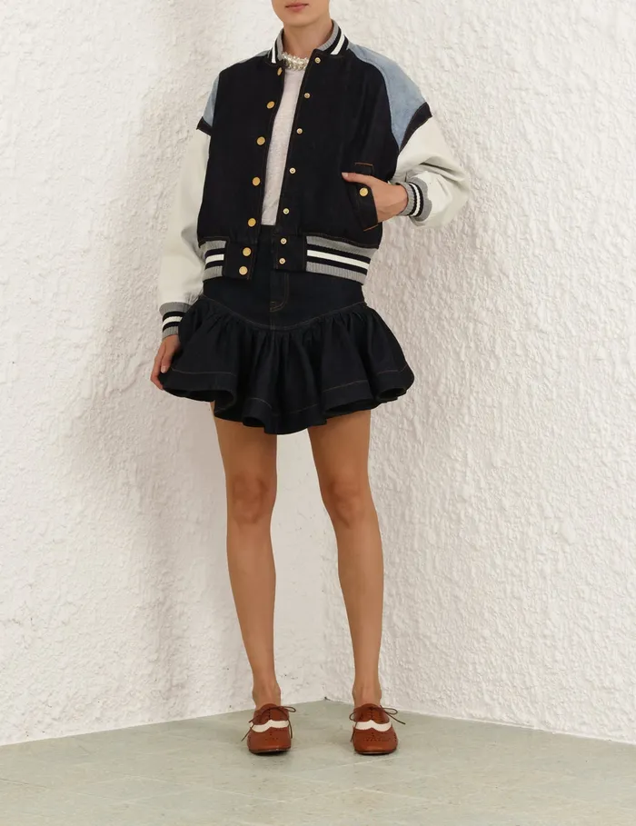 Women Zimmermann Denim Crush Denim Bomber Jacket Night Sky