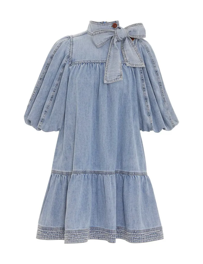 Women Zimmermann Denim Denim Smock Dress Faded Blue