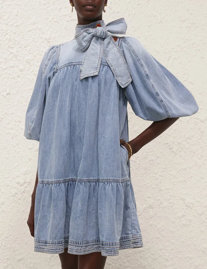 Women Zimmermann Denim Denim Smock Dress Faded Blue