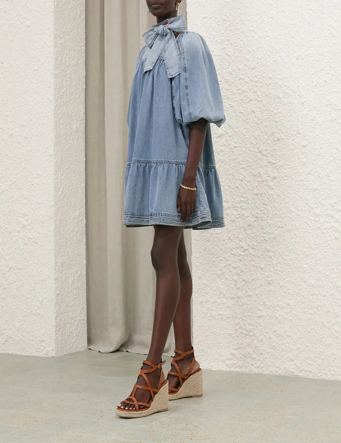 Women Zimmermann Denim Denim Smock Dress Faded Blue