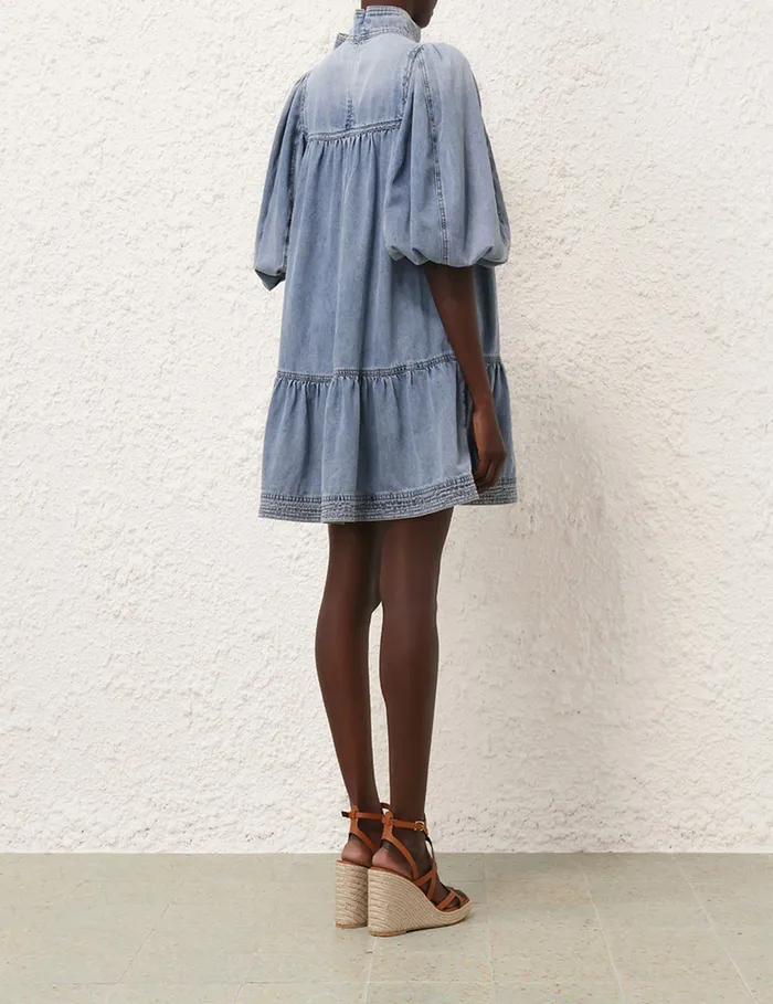 Women Zimmermann Denim Denim Smock Dress Faded Blue