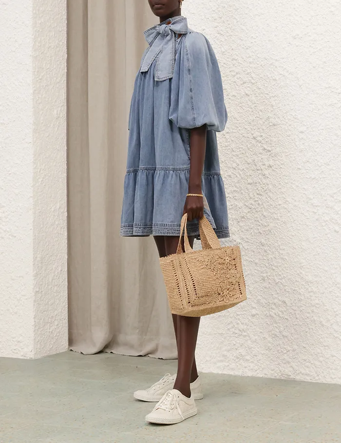 Women Zimmermann Denim Denim Smock Dress Faded Blue