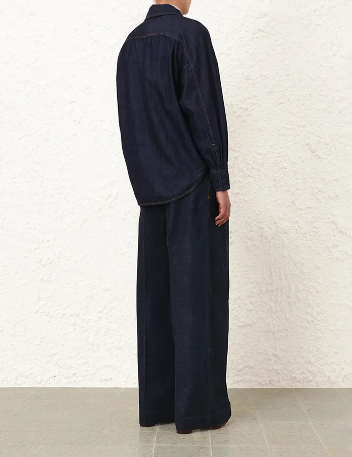 Women Zimmermann Denim Illustration Denim Shirt Night Sky