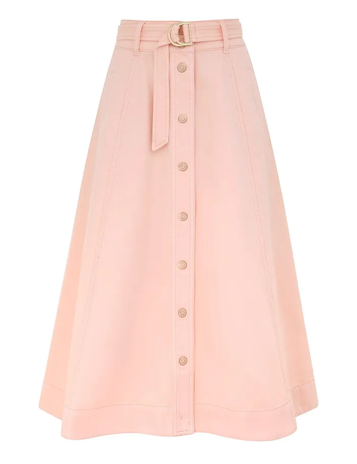 Women Zimmermann Denim Maxine ALine Denim Skirt Blush