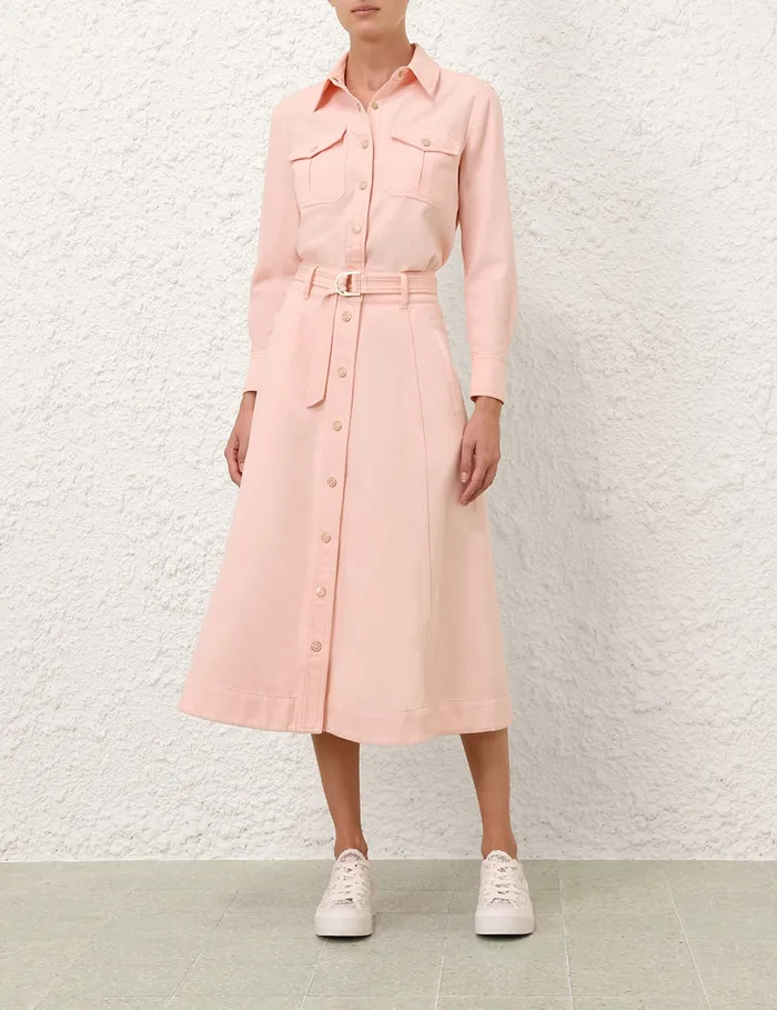 Women Zimmermann Denim Maxine ALine Denim Skirt Blush