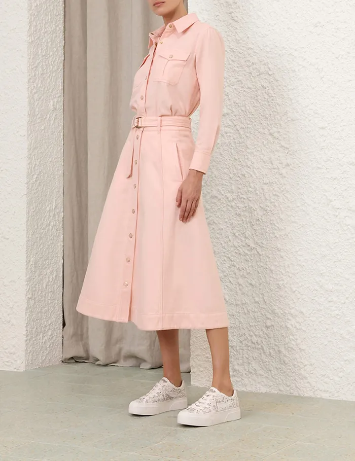 Women Zimmermann Denim Maxine ALine Denim Skirt Blush