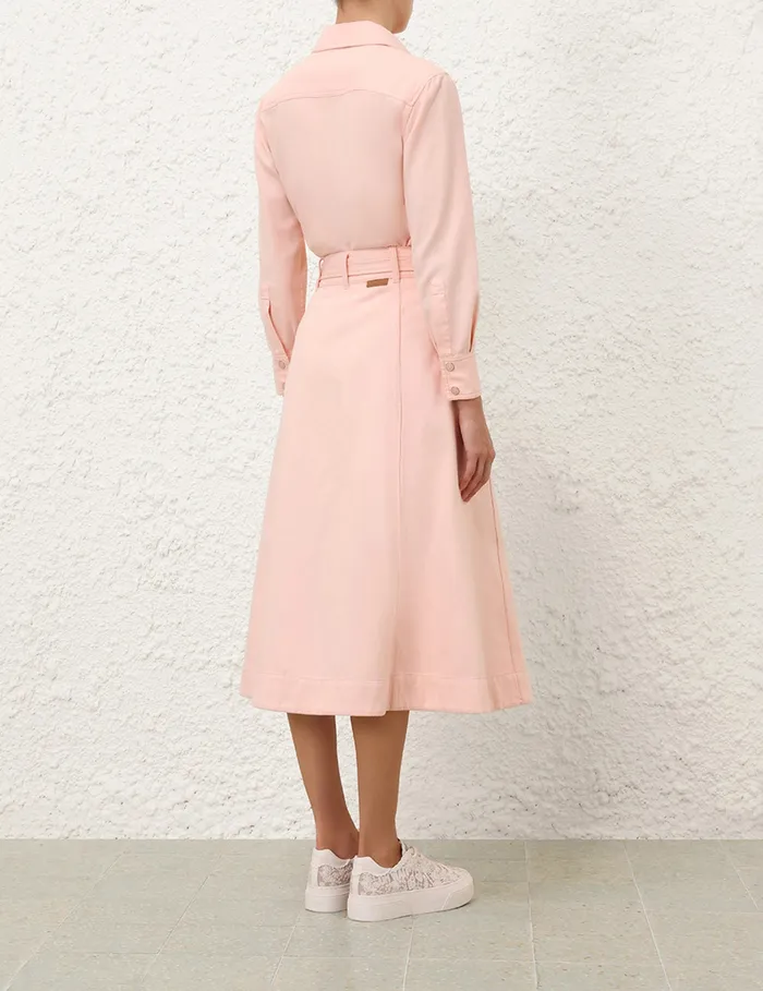 Women Zimmermann Denim Maxine ALine Denim Skirt Blush