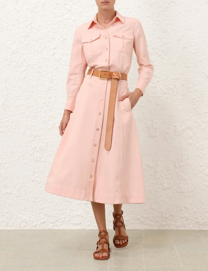 Women Zimmermann Denim Maxine ALine Denim Skirt Blush