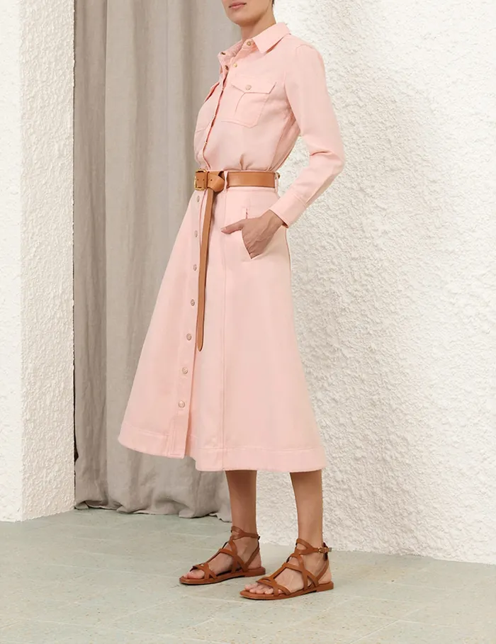 Women Zimmermann Denim Maxine ALine Denim Skirt Blush