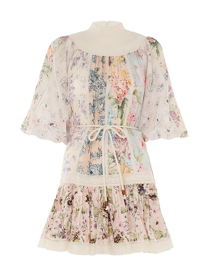 Women Zimmermann Dresses and Coverups Halliday Yoke Mini Dress Spliced