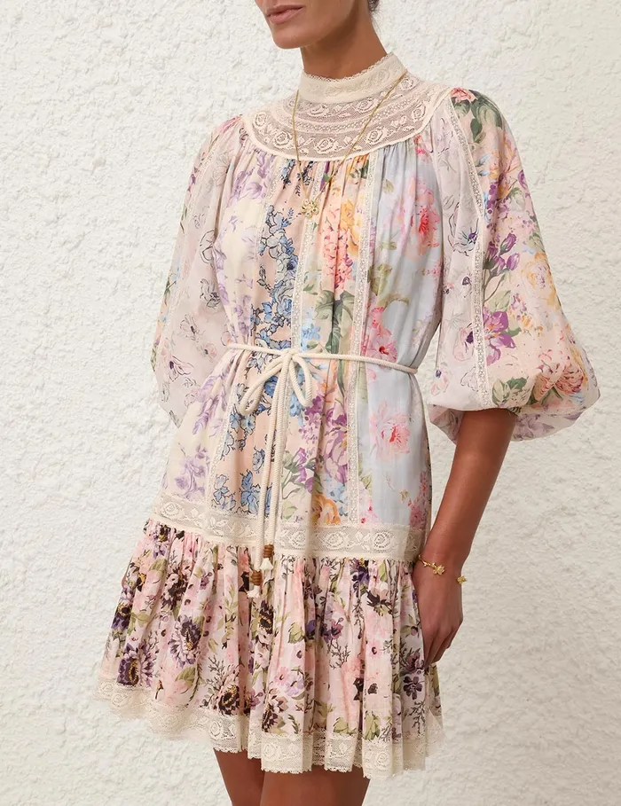 Women Zimmermann Dresses and Coverups Halliday Yoke Mini Dress Spliced