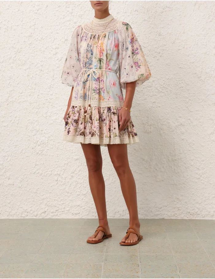 Women Zimmermann Dresses and Coverups Halliday Yoke Mini Dress Spliced