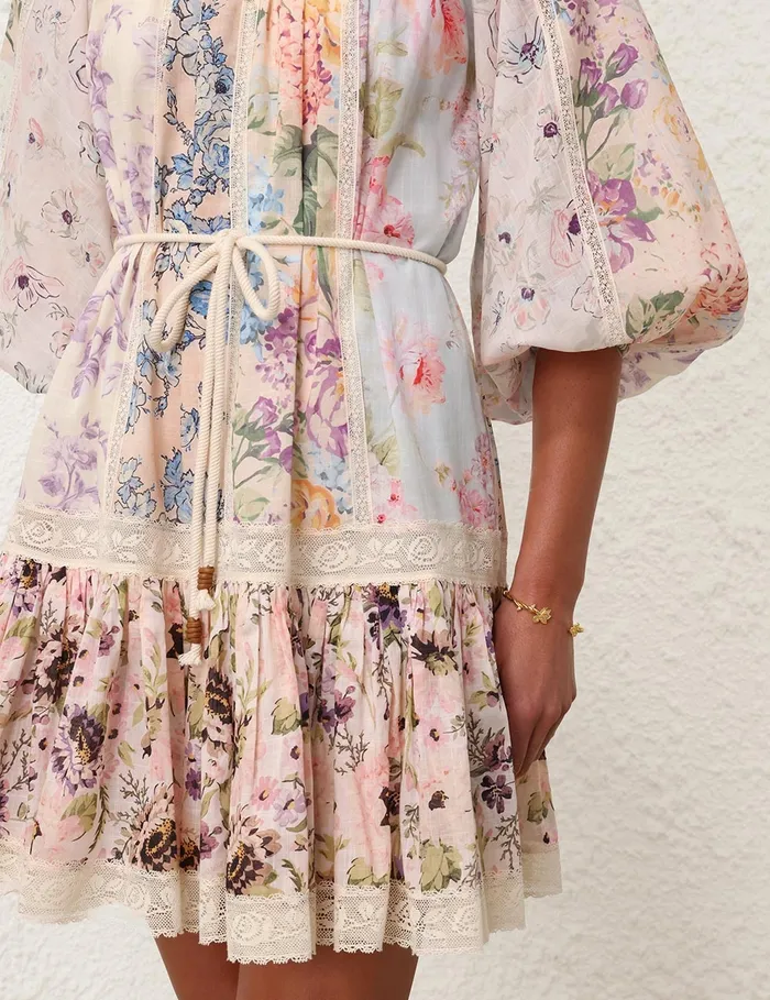 Women Zimmermann Dresses and Coverups Halliday Yoke Mini Dress Spliced