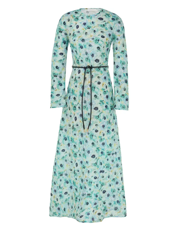 Women Zimmermann Dresses and Coverups Lightburst Bias Long Dress Aqua Floral