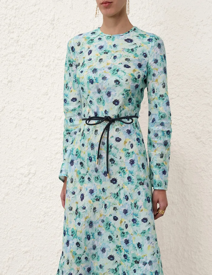 Women Zimmermann Dresses and Coverups Lightburst Bias Long Dress Aqua Floral