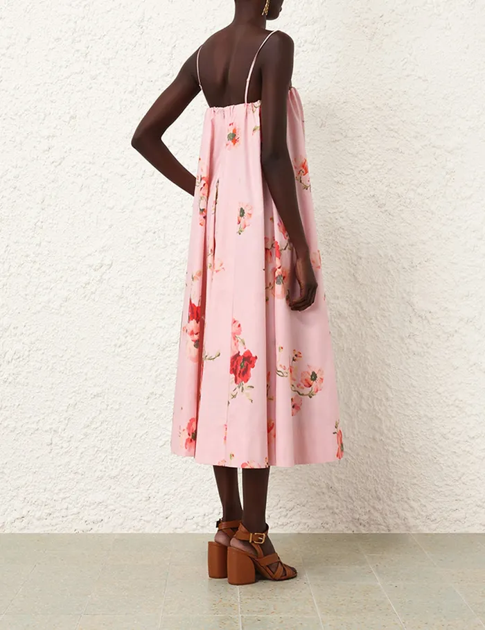 Women Zimmermann Dresses and Coverups Lightburst Puff Midi Dress Red Floral