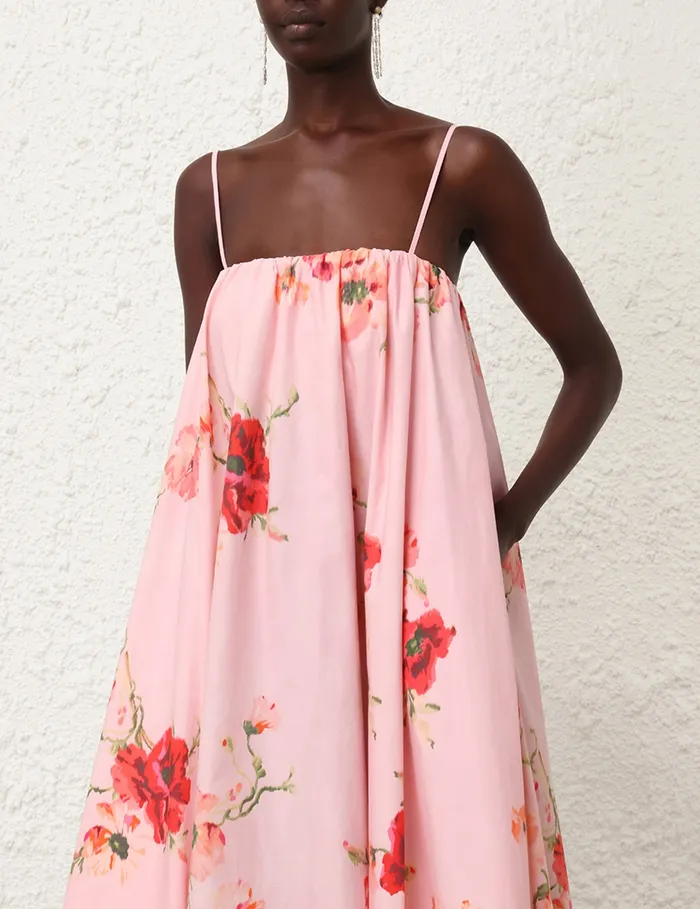 Women Zimmermann Dresses and Coverups Lightburst Puff Midi Dress Red Floral