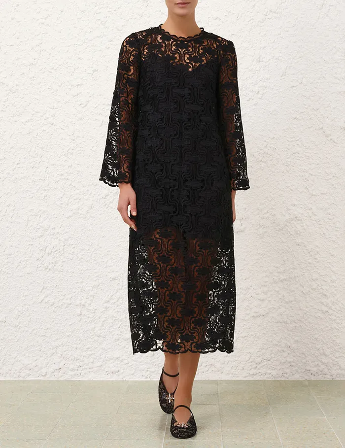 Women Zimmermann Dresses and Coverups Maxine Lace Midi Dress Black