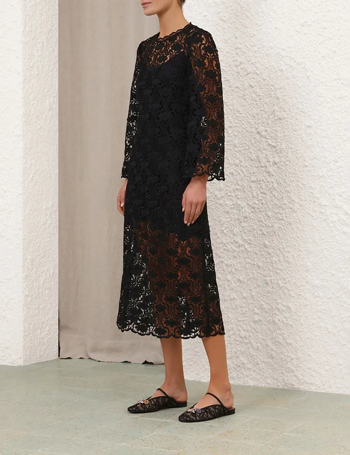Women Zimmermann Dresses and Coverups Maxine Lace Midi Dress Black