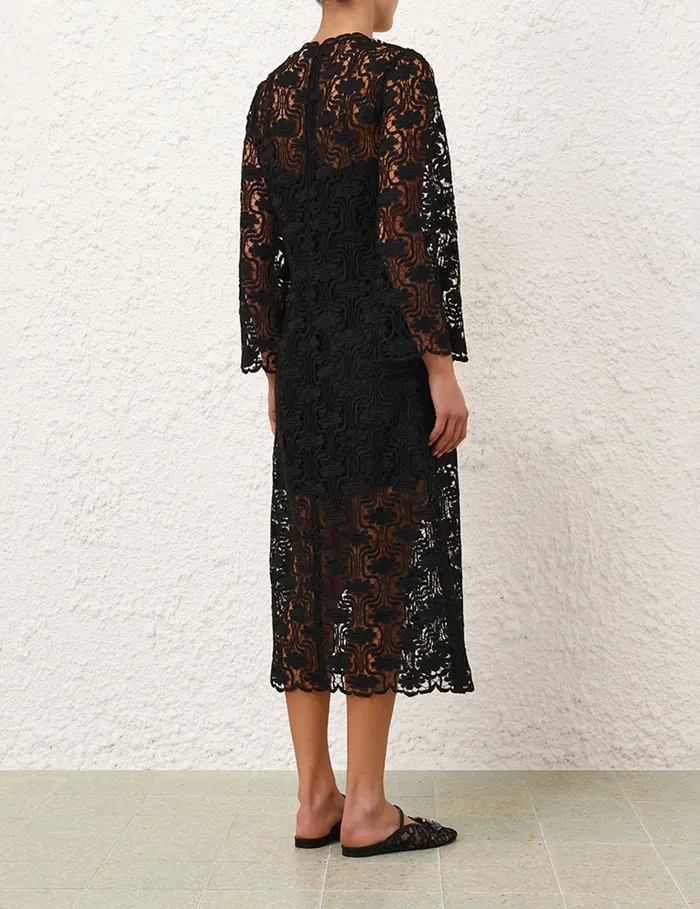 Women Zimmermann Dresses and Coverups Maxine Lace Midi Dress Black